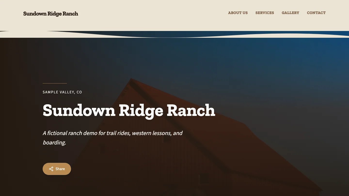 Sundown Ridge Ranch, a BarnLinking demo site